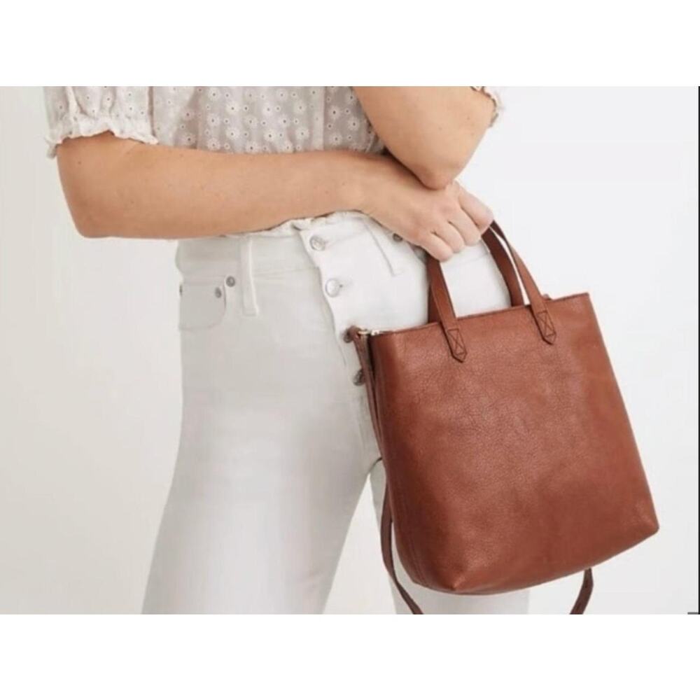 Madewell ZipTop Transport Tan English Saddle Leather Crossbody Tote Bag Classic
